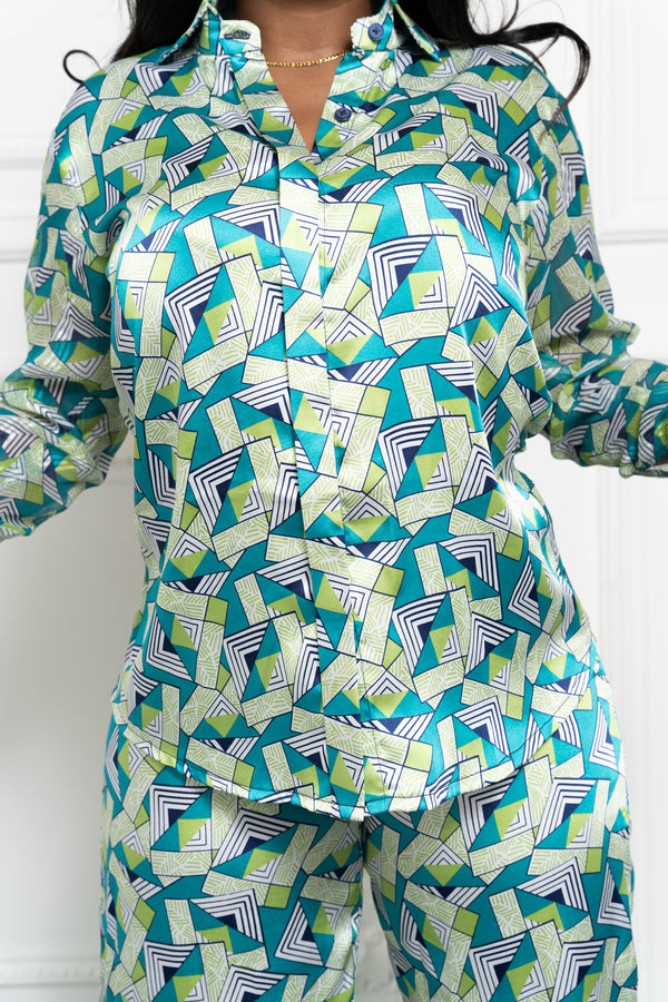 Patterned Satin Shirt